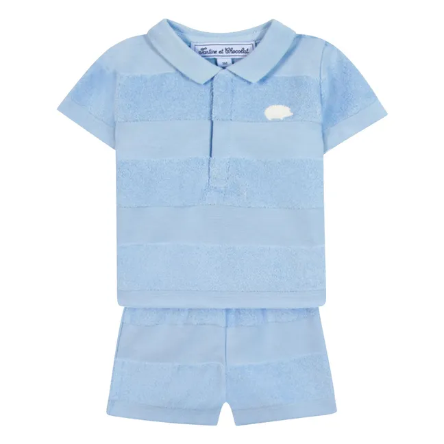 Polo Shorts and Towelling Set | Light blue