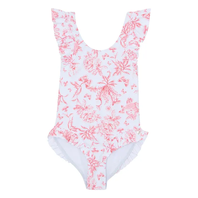 Bañador floral con volantes | Rosa Bombón