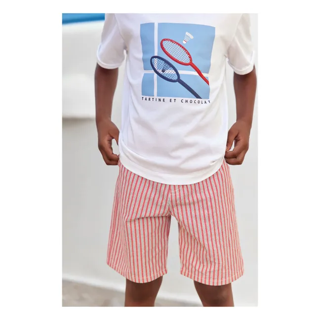 Striped Bermuda shorts | Red