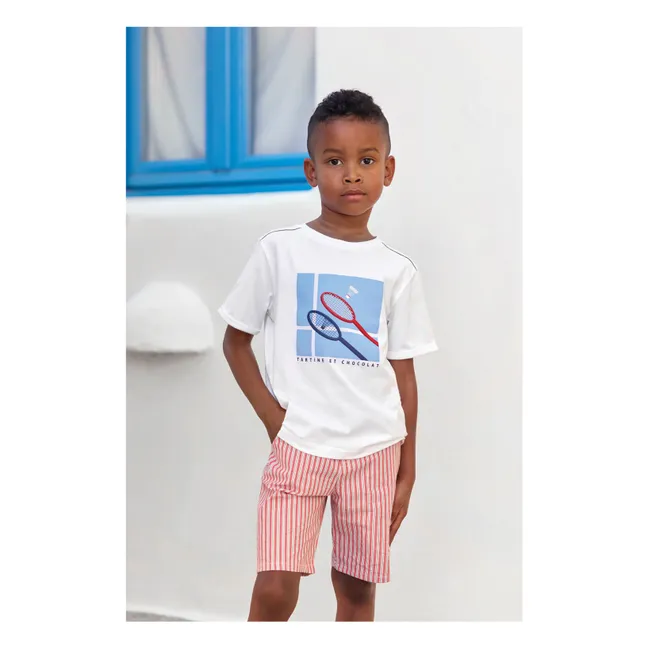 Striped Bermuda shorts | Red