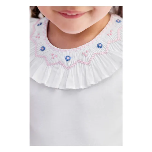 Body Col Brodé Fleurs | Blanc