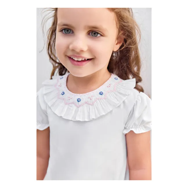 Body con cuello bordado de flores | Blanco