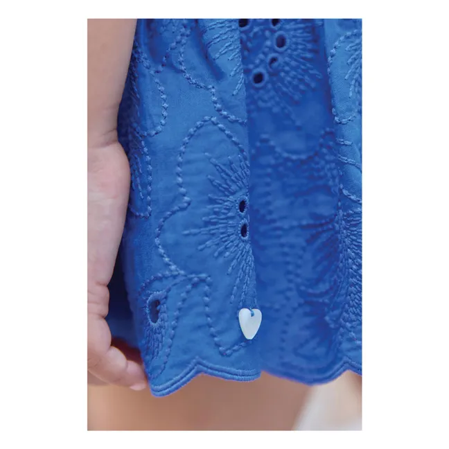 Short Brodé Fleurs | Bleu roi