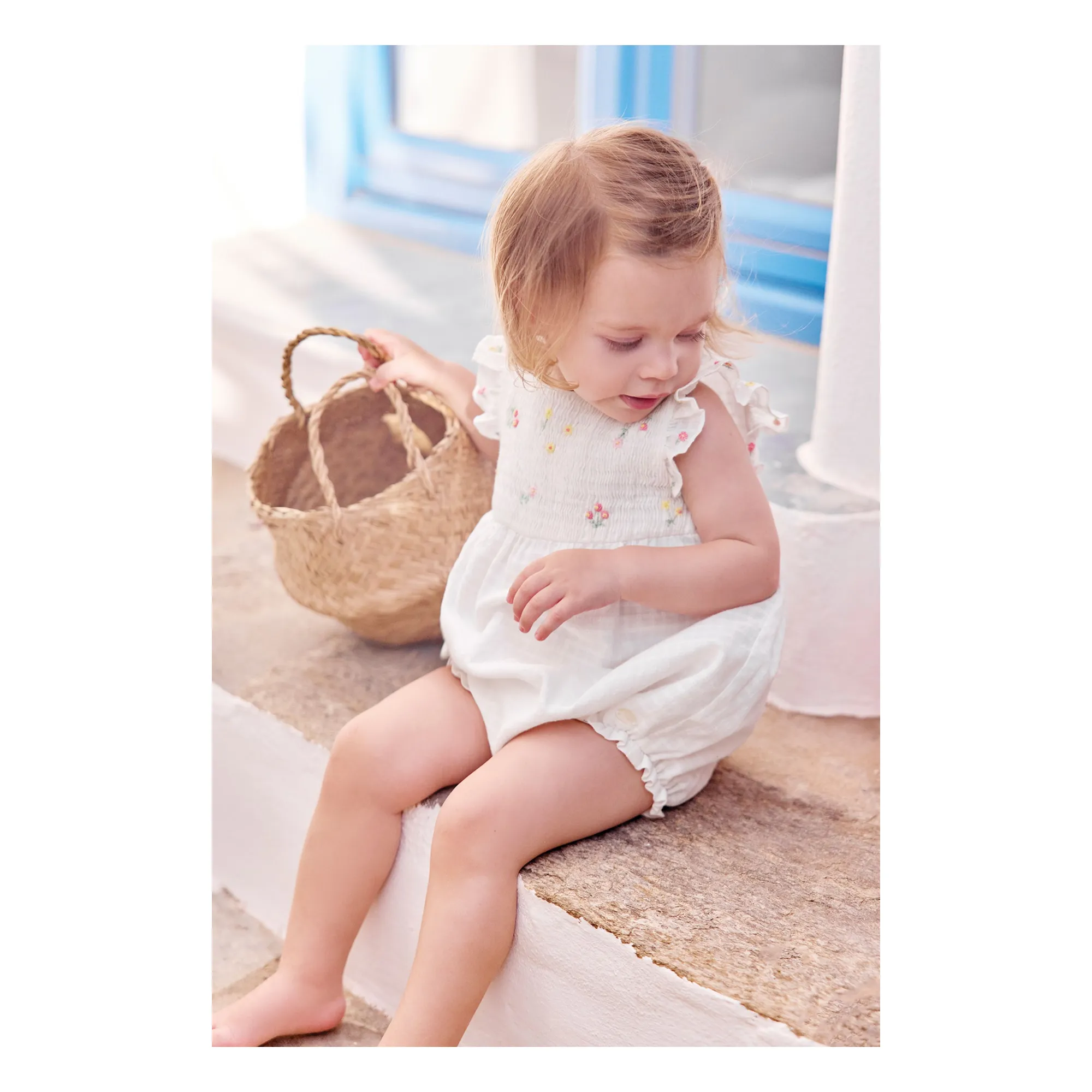Combishort Brodée Fleurs | Blanc- Image produit n°1