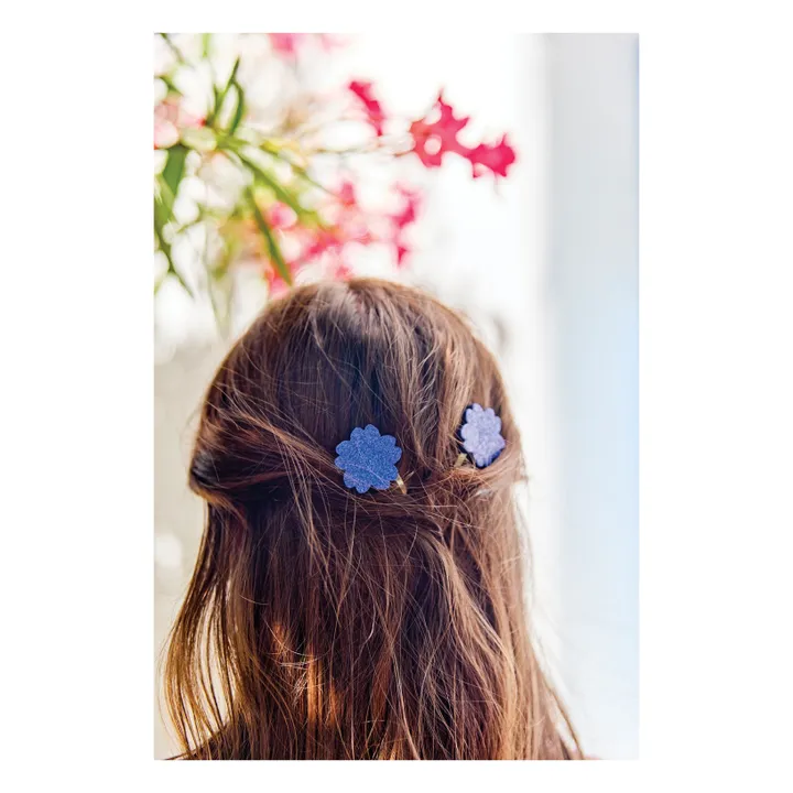 Lot de 2 Barettes Hibiscus Paillettes | Bleu roi- Image produit n°1