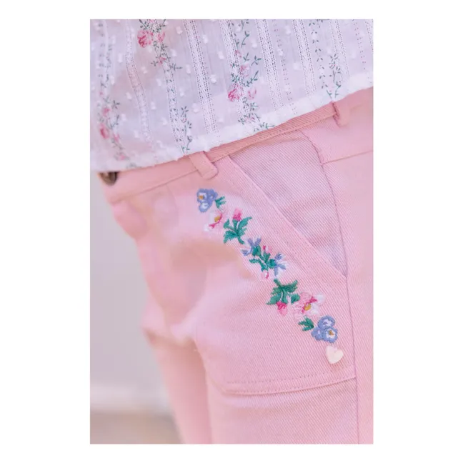 Pants with embroidered pockets | Powder pink