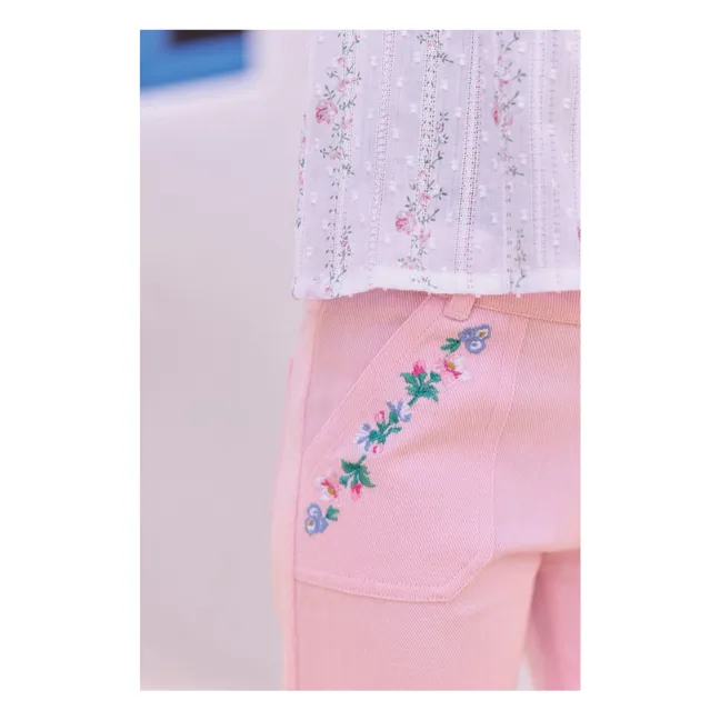 Pantalón con bolsillos bordados | Rosa empolvado