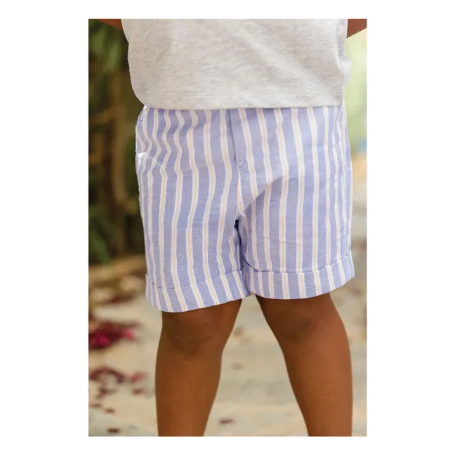 Pantalón corto con dobladillo de rayas para bebé | Azul índigo