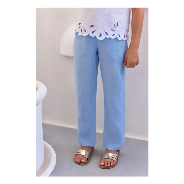 Pantalon Poches Feston | Bleu azur