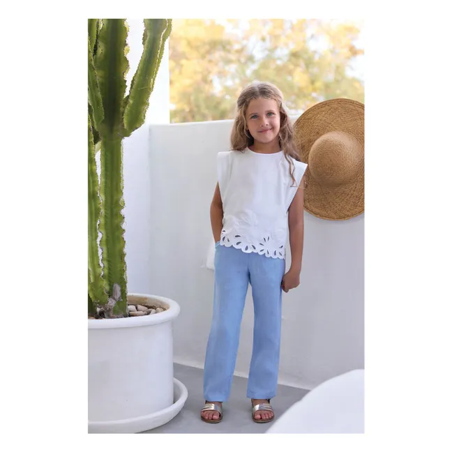 Pantalon Poches Feston Lin | Bleu ciel