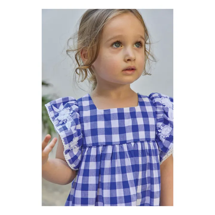 Gingham Ruffle Dress | Royal blue- Product image n°2