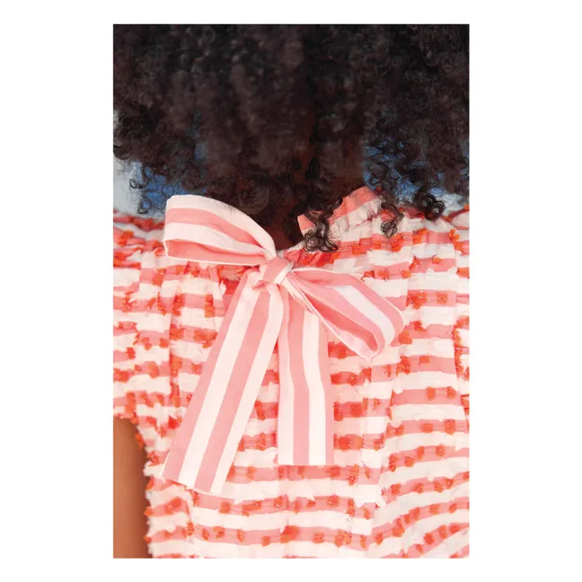 Robe Sans Manches Rayée | Orange