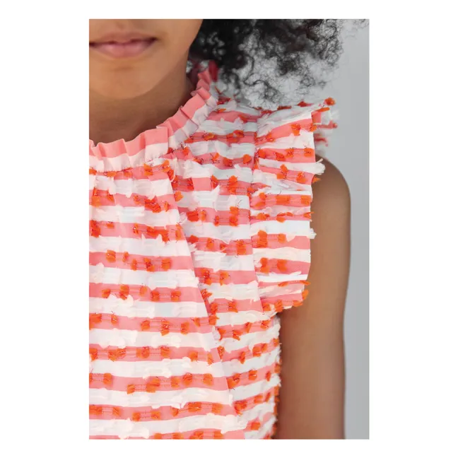 Robe Sans Manches Rayée | Orange