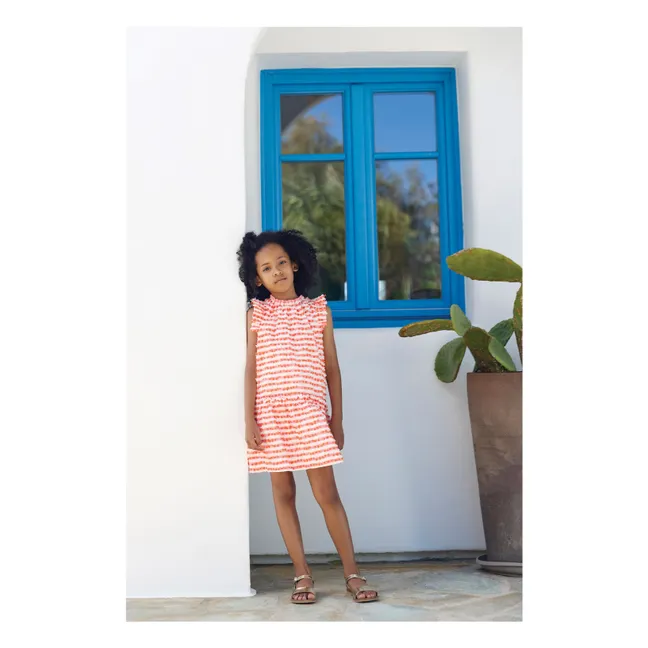 Robe Sans Manches Rayée | Orange