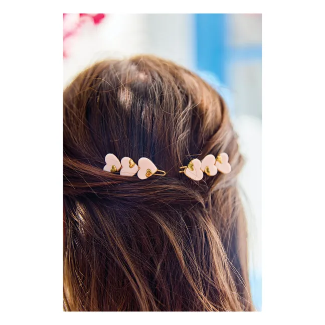 Lot de 2 Barettes Cœurs | Rose pâle