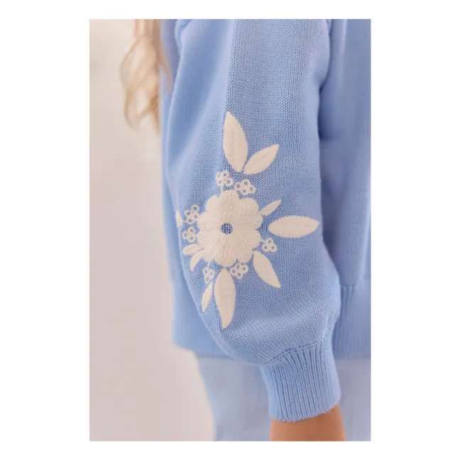 Cárdigan bordado de flores | Azul Mar