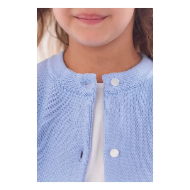 Cardigan Brodé Fleur | Bleu azur