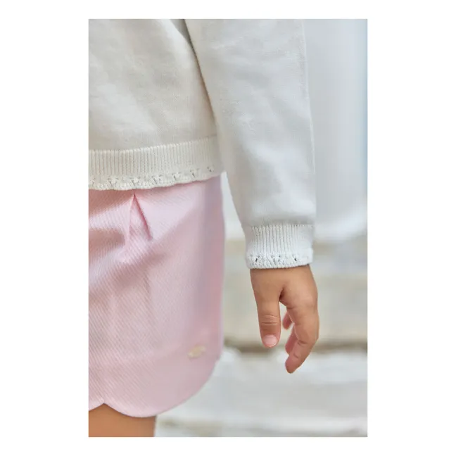 Flower Embroidered Sweater | Ecru