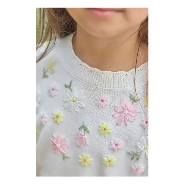 Jersey bordado de flores | Crudo