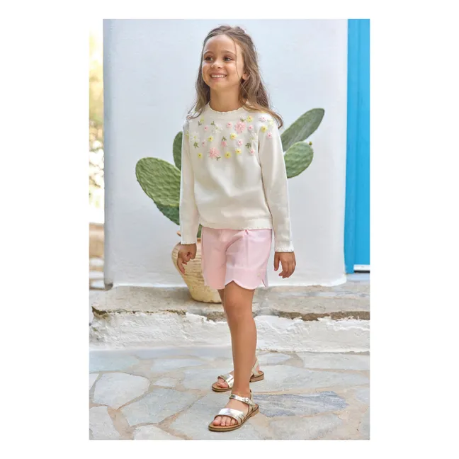 Jersey bordado de flores | Crudo