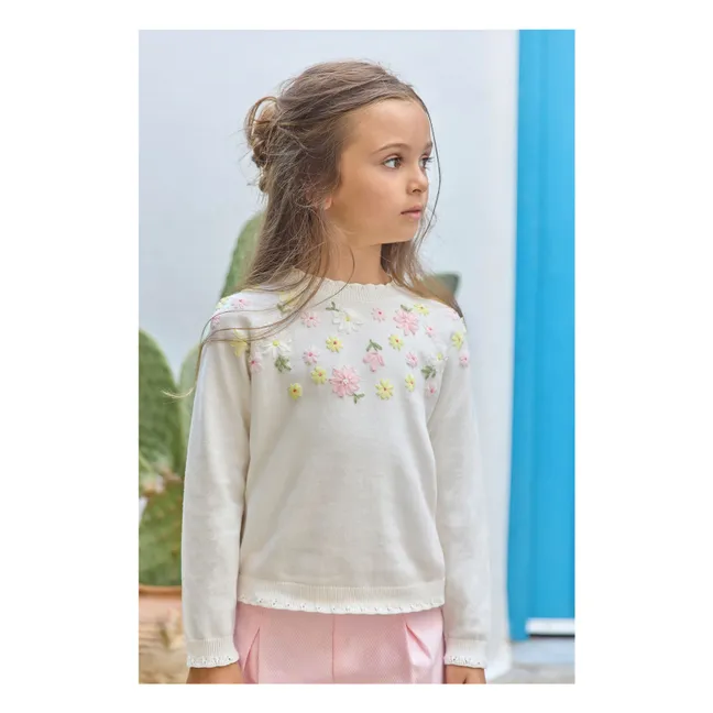 Jersey bordado de flores | Crudo