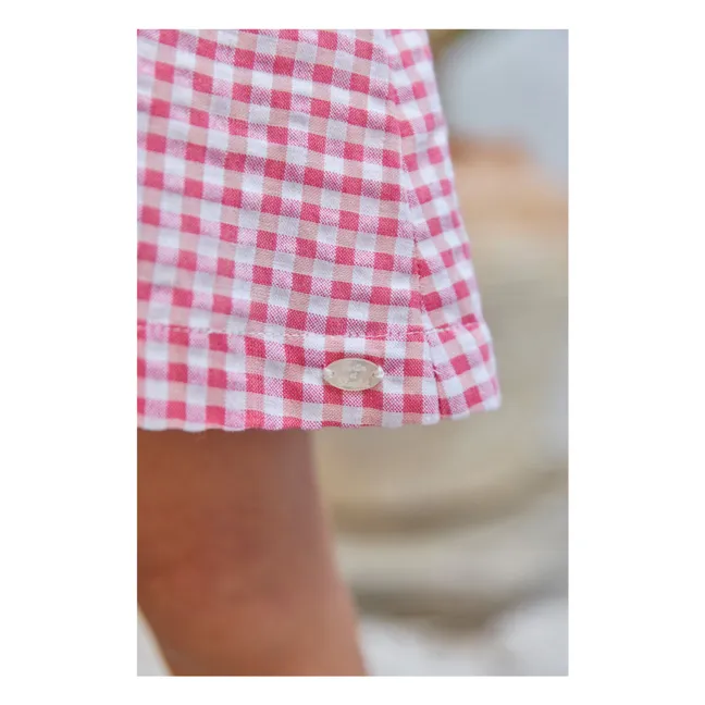 Vestido estampado de cuadros | Rosa