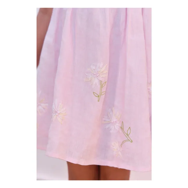 Vestido de flores con mangas Bouffant | Rosa empolvado