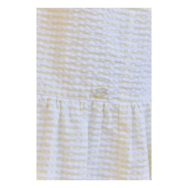 Striped Embroidered Strapless Dress | Yellow