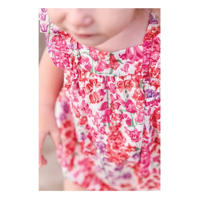 Liberty ruffled romper | Candy pink