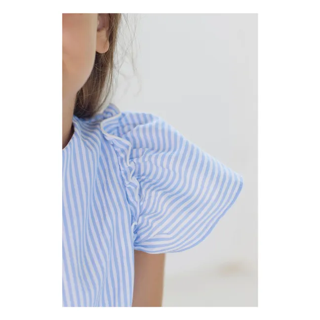 Robe Rayée Volants  | Bleu