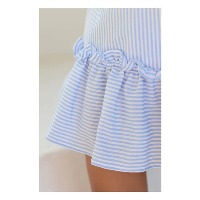 Vestido de rayas con volantes  | Azul