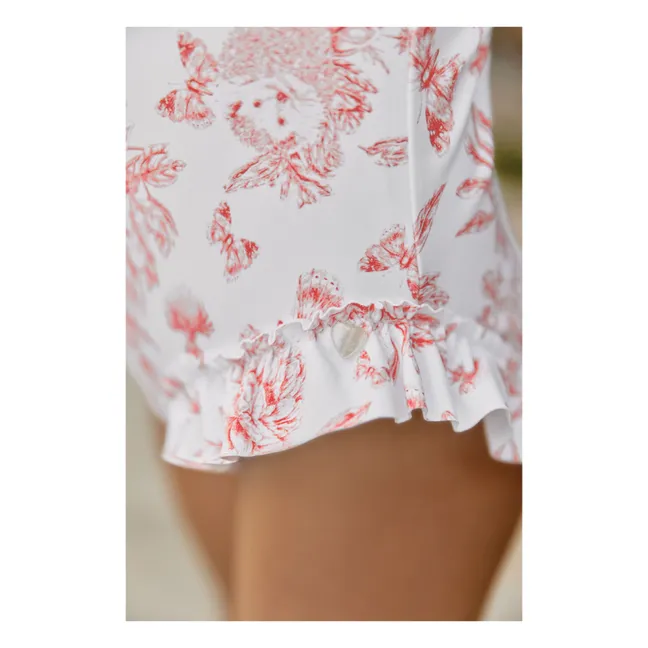 Maillot de Bain Volants Fleuri | Candy pink