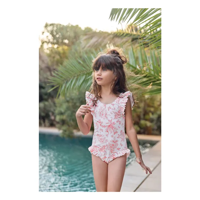 Maillot de Bain Volants Fleuri | Candy pink