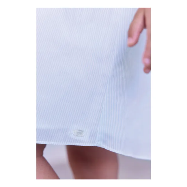 Robe Smockée Fleurs Rayée | Turquoise