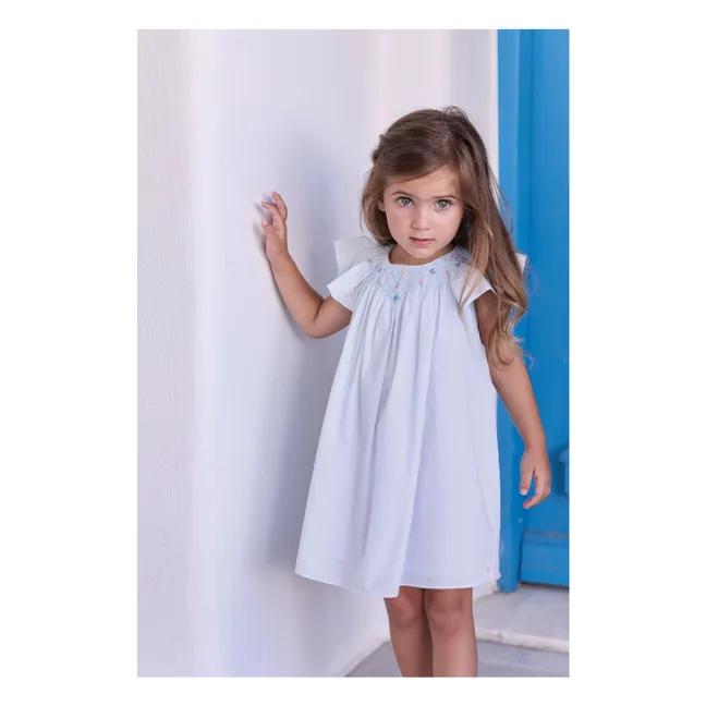 Striped Flower Smocked Dress | Turquoise