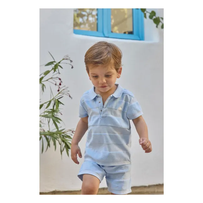 Conjunto de polo y pantalón corto de rizo | Azul Cielo