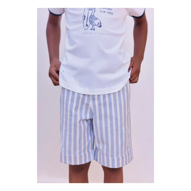 Striped Hem Shorts | Indigo blue