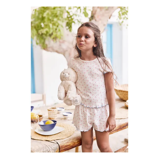 Pyjama Court Fleuri | Ecru