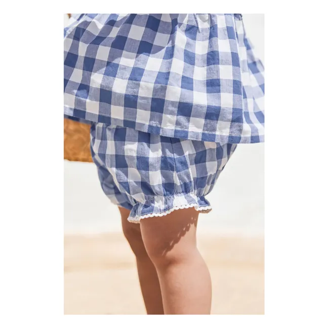 Vichy Top and Bloomer Set | Royal blue