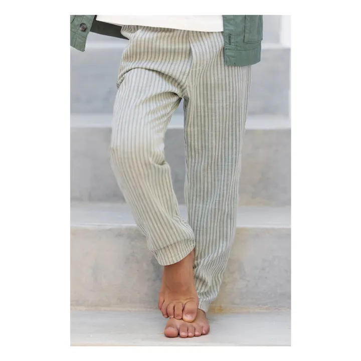 Pantalon Rayé | Vert céladon- Image produit n°1