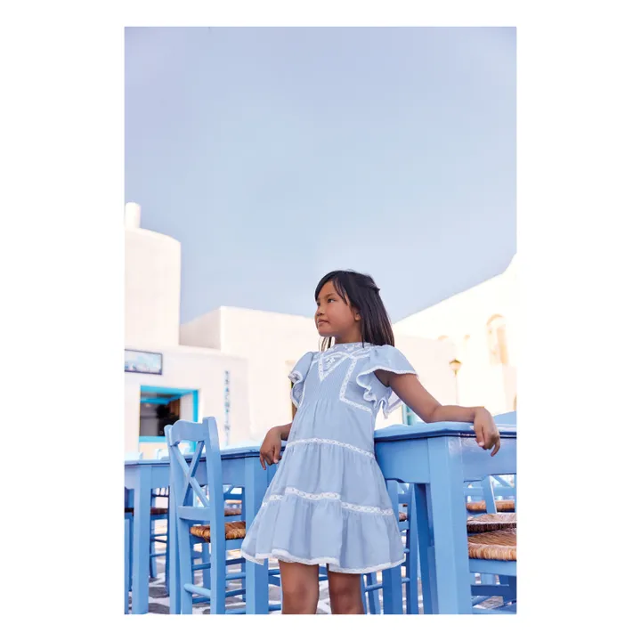 Robe Dentelle Volants | Bleu azur- Image produit n°1