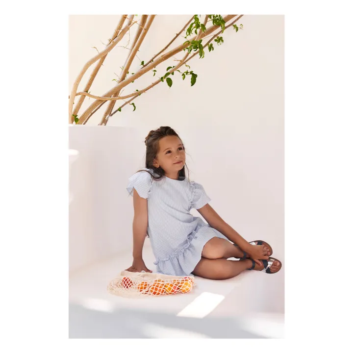 Robe Rayée Volants  | Bleu- Image produit n°1