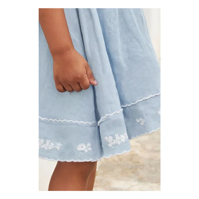 Robe Brodée Feston | Bleu azur