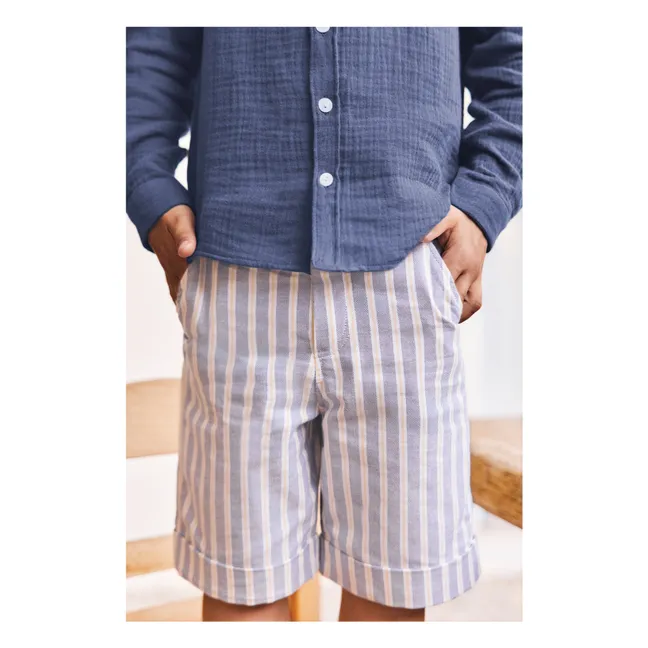 Short Ourlets Rayé | Bleu indigo