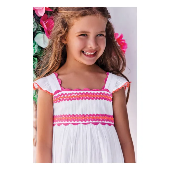 Robe Feston Volants | Blanc