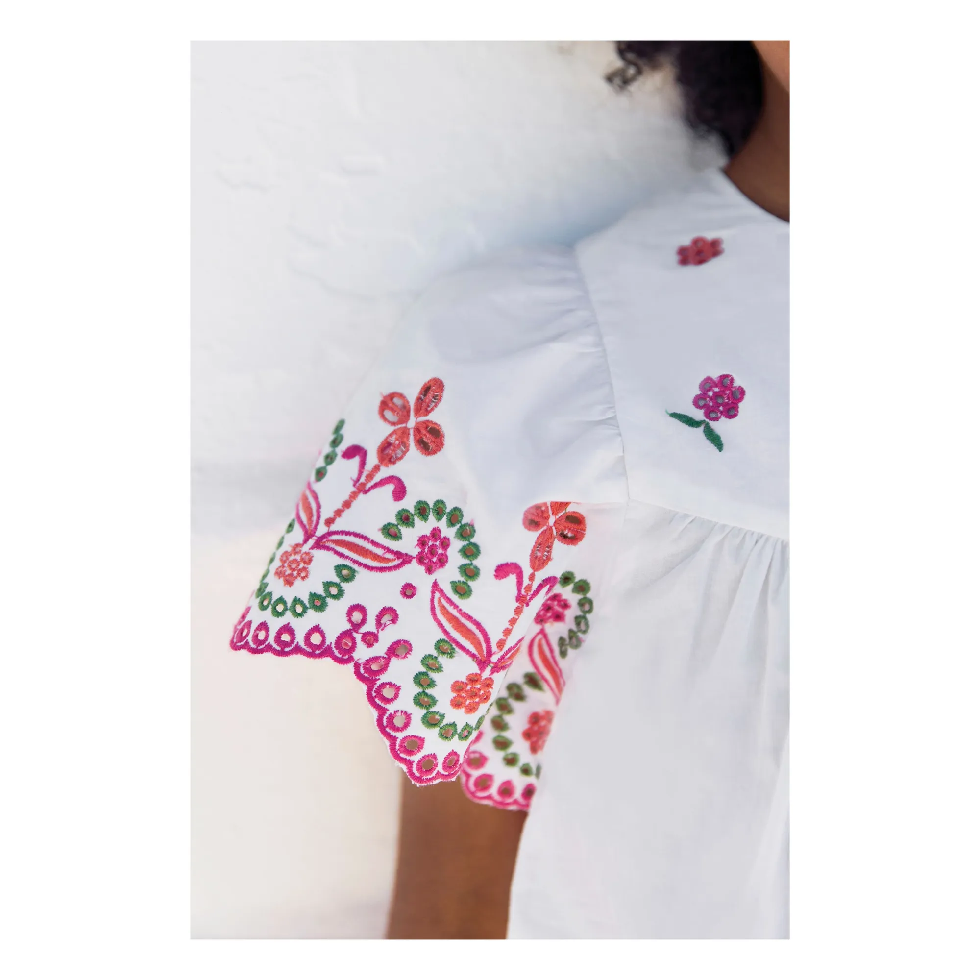 Ensemble Blouse et Short Brodé | Blanc- Image produit n°4