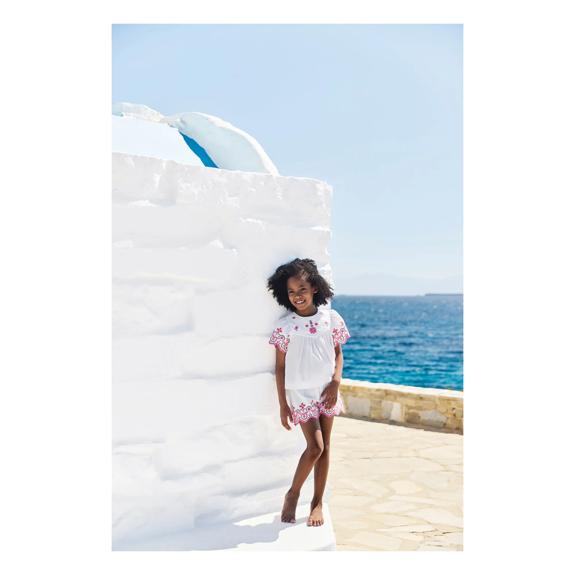 Ensemble Blouse et Short Brodé | Blanc- Image produit n°1