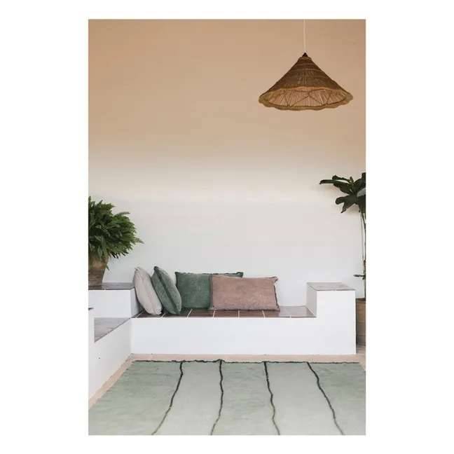 Stonewashed rectangular cushion | Dark green