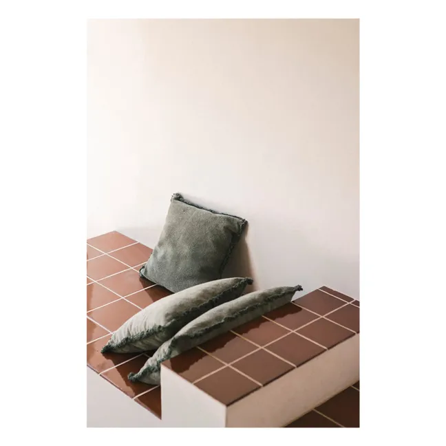 Coussin carré Stonewashed | Vert foncé