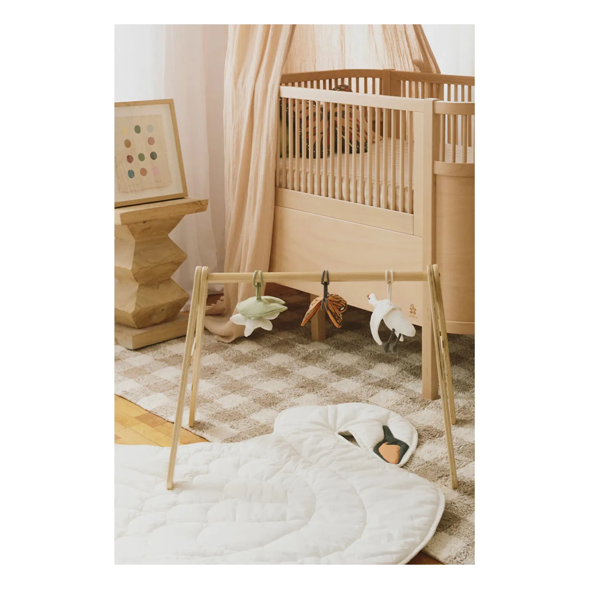 Lorena Canals White Early Learning Mat With 3 Hanging Toys Swans